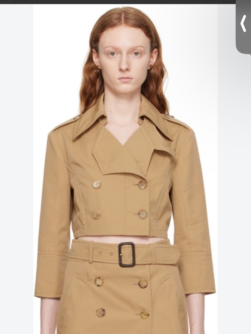 Moschino Cropped Double-Breasted Trench Jacket in Beige fits like a 2/4